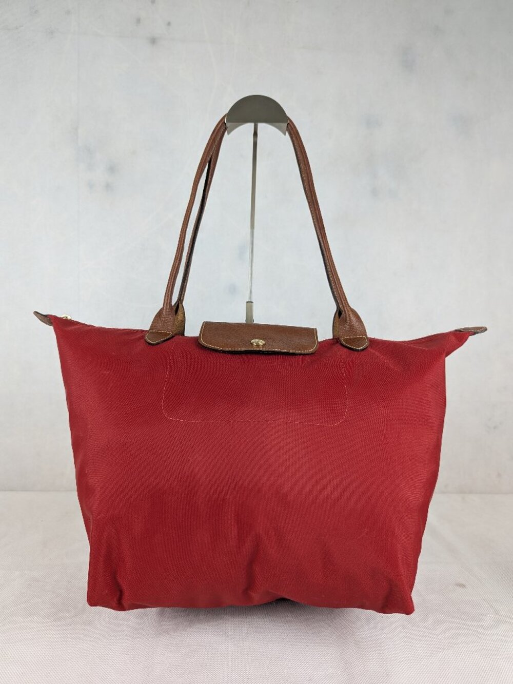 Longchamp Le Pliage Red Nylon Handbag Used Tote Travel Bag Foldable Shopper